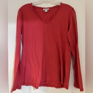 Sundance Coral Long Sleeve v neck Top size small